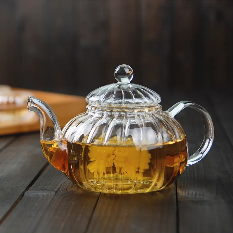 Herbal Tea - 600ml Striped pumpkin shape flower teapot